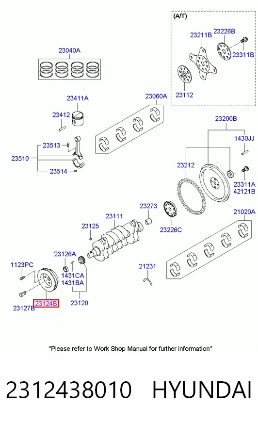 Koło pasowe wału korbowego 2312438010 Hyundai/Kia