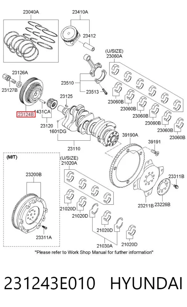 Koło pasowe wału korbowego 231243E010 Hyundai/Kia