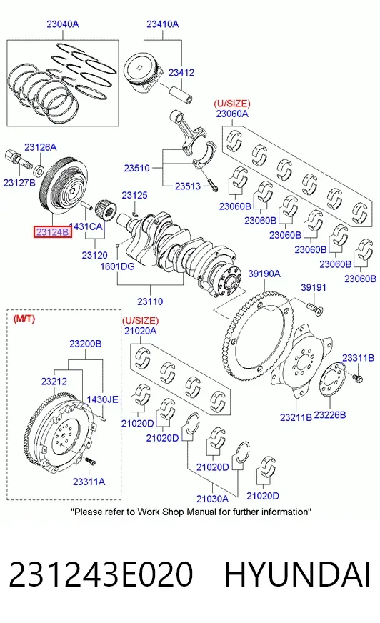 Koło pasowe wału korbowego 231243E020 Hyundai/Kia