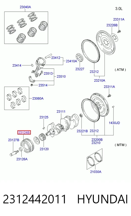 Koło pasowe wału korbowego 2312442011 Hyundai/Kia