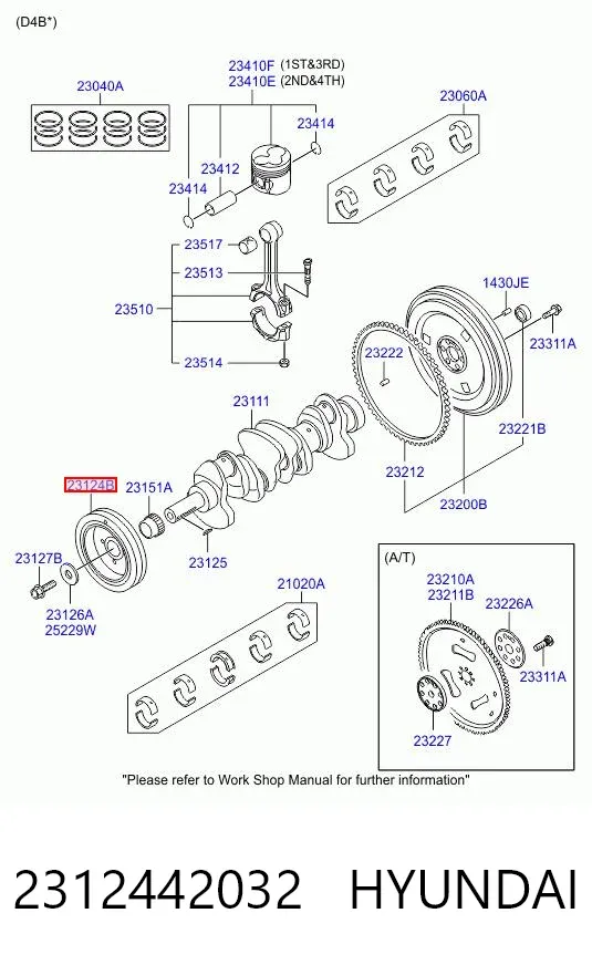Koło pasowe wału korbowego 2312442032 Hyundai/Kia
