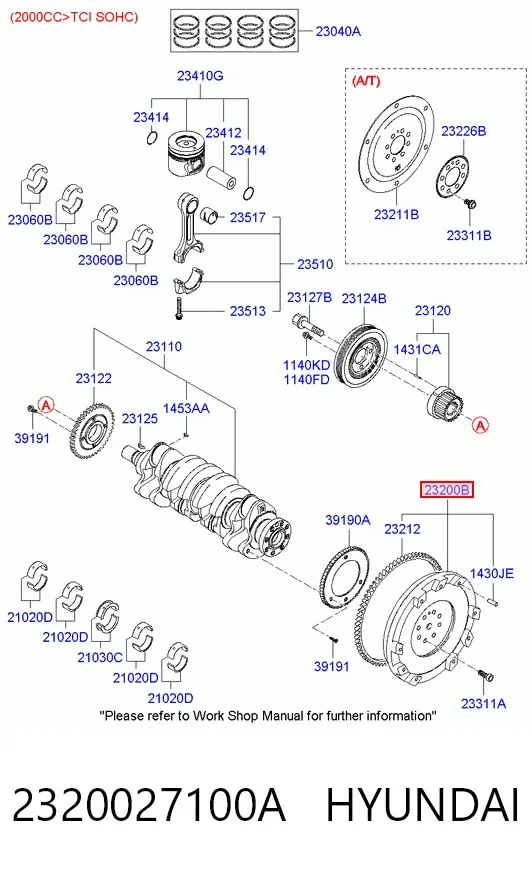 Koło zamachowe silnika 2320027100A Hyundai/Kia