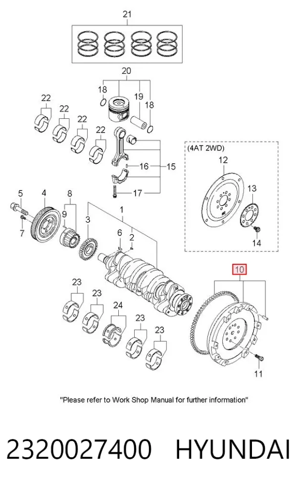 Koło zamachowe silnika 2320027400 Hyundai/Kia