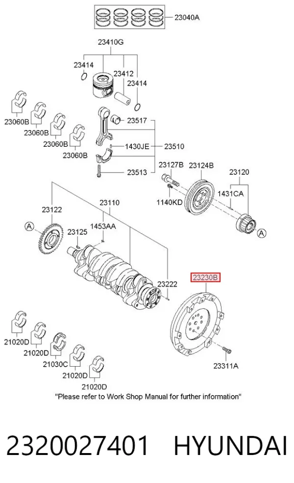 Koło zamachowe silnika 2320027401 Hyundai/Kia