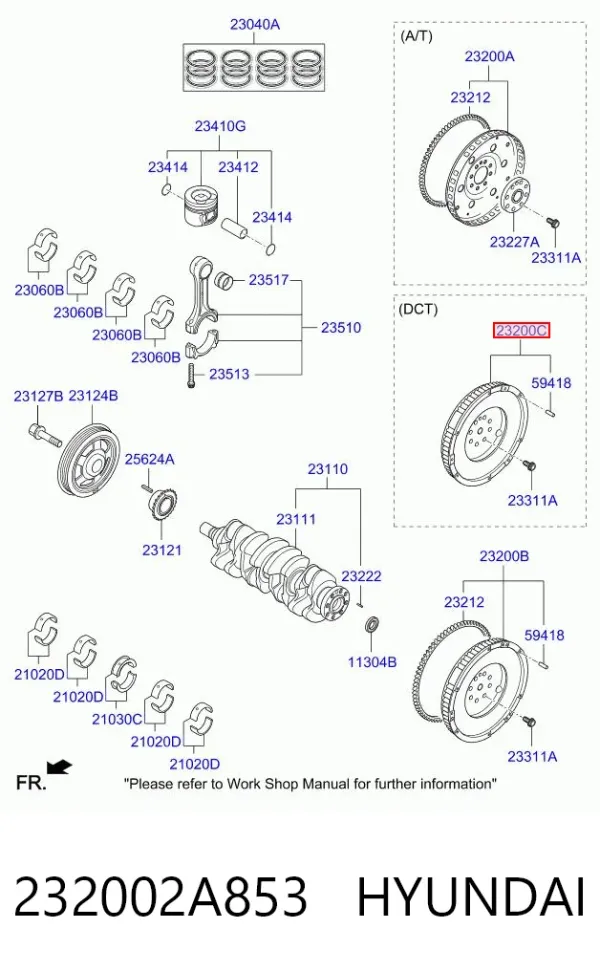 Koło zamachowe silnika 232002A853 Hyundai/Kia
