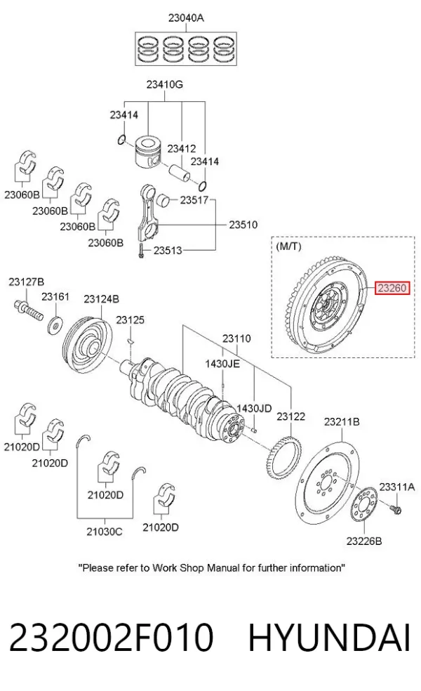 Koło zamachowe silnika 232002F010 Hyundai/Kia