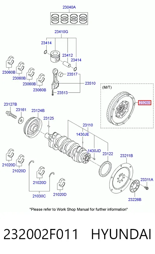Koło zamachowe silnika 232002F011 Hyundai/Kia