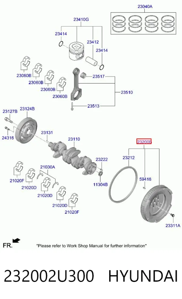 Koło zamachowe silnika 232002U300 Hyundai/Kia