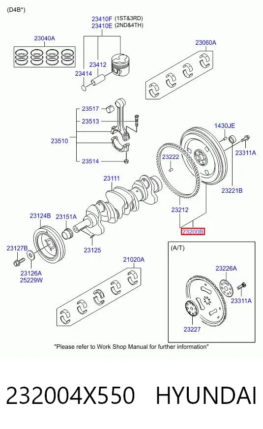 Koło zamachowe silnika 232004X550 Hyundai/Kia