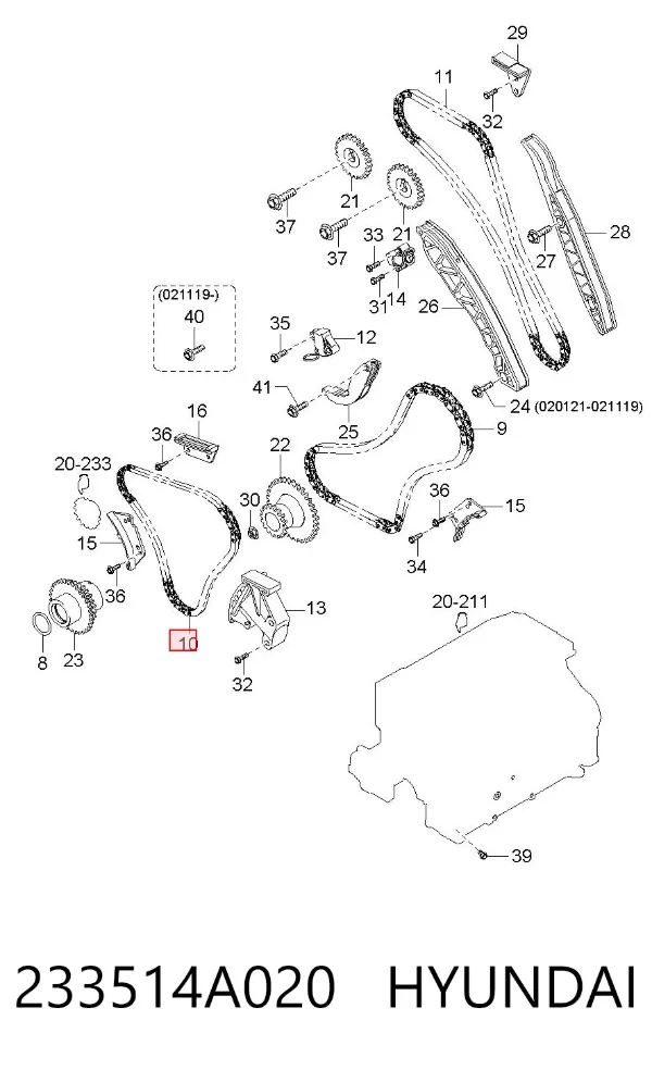Łańcuch rozrządu dolny 233514A020 Hyundai/Kia