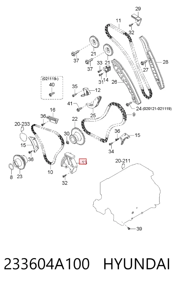 Napinacz łańcucha pompy oleju 233604A100 Hyundai/Kia