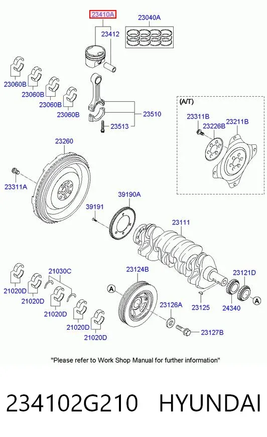 Tłok ze sworzniem bez pierścieni, STD 234102G210 Hyundai/Kia