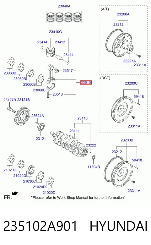 Korbowód tłoka silnika 235102A901 Hyundai/Kia