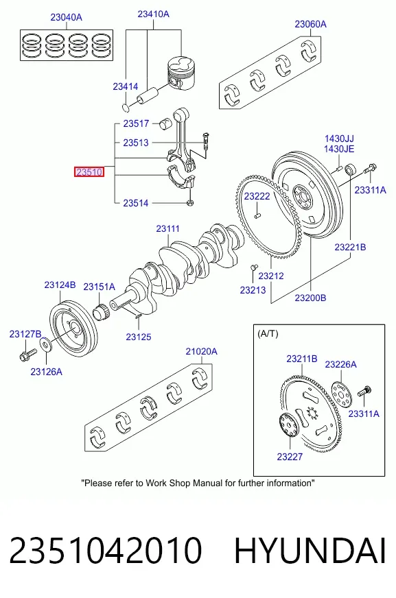 Korbowód tłoka silnika 2351042010 Hyundai/Kia