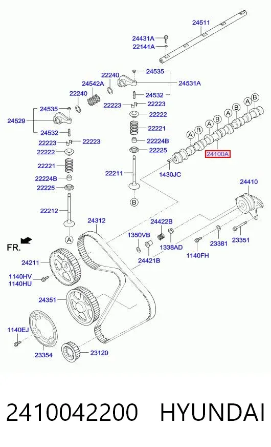 Wał rozrządu silnika 2410042200 Hyundai/Kia