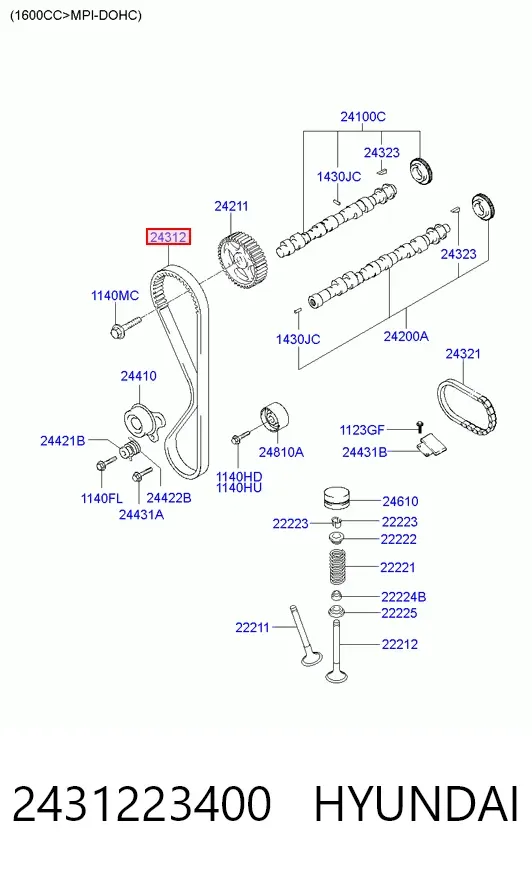 Pasek rozrządu 2431223400 Hyundai/Kia