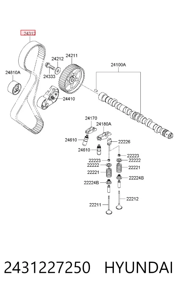 Pasek rozrządu 2431227250 Hyundai/Kia