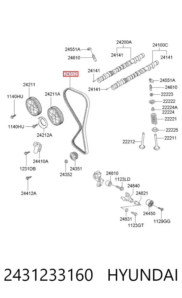 Pasek rozrządu 2431233160 Hyundai/Kia