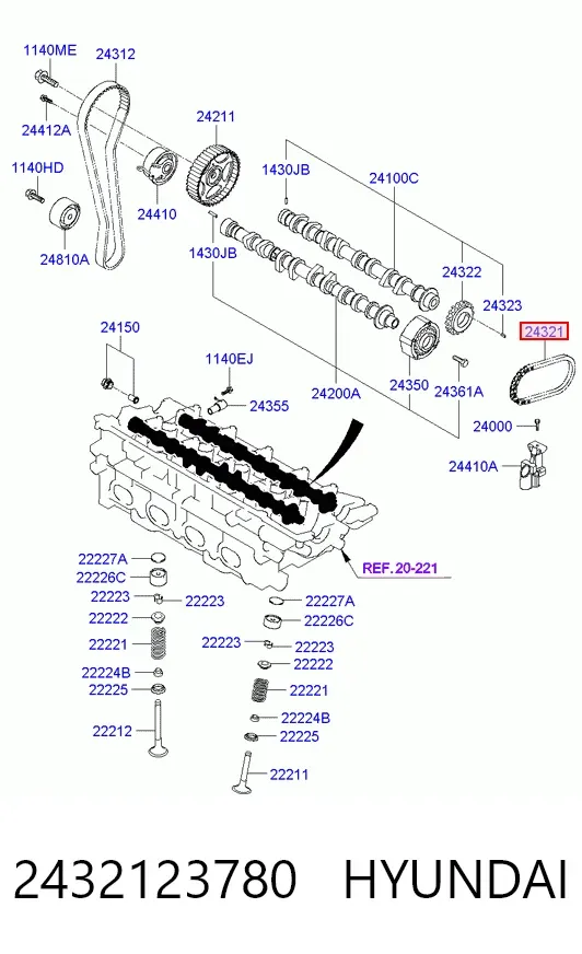 Łańcuch rozrządu 2432123780 Hyundai/Kia