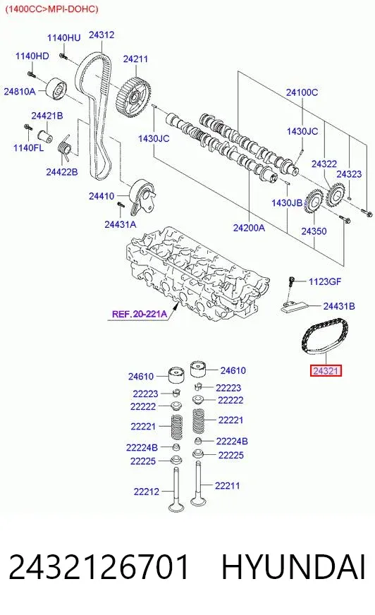 Łańcuch rozrządu 2432126701 Hyundai/Kia