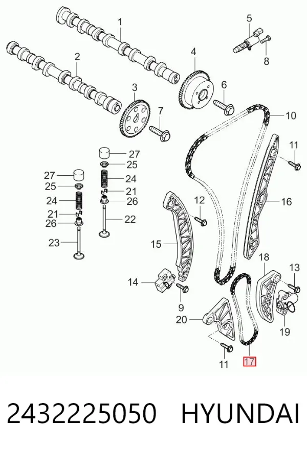 Łańcuch pompy oleju 2432225050 Hyundai/Kia