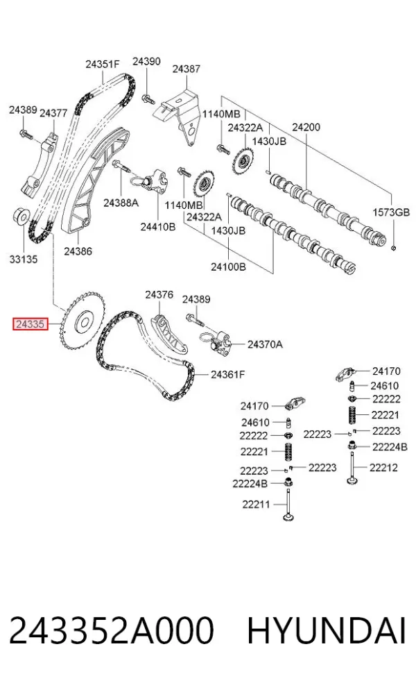 Koło zębate walcowe pompy wtryskowej 243352A000 Hyundai/Kia