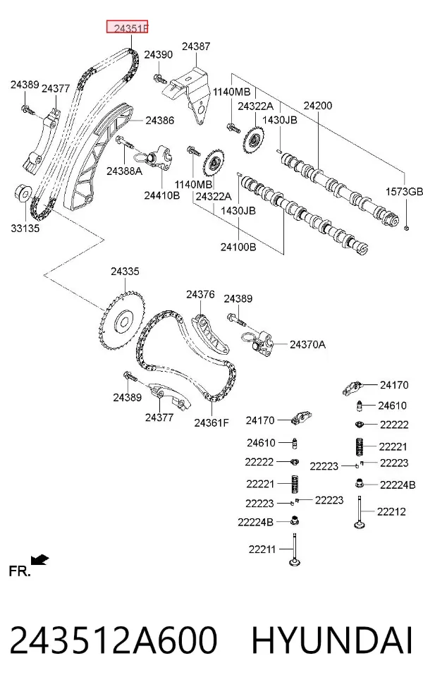 Łańcuch rozrządu 243512A600 Hyundai/Kia