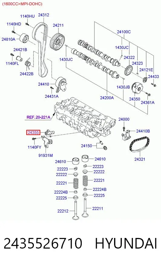 Zawór regulacji ciśnienia oleju 2435526710 Hyundai/Kia