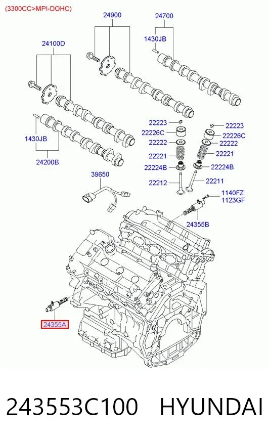 Zawór regulacji ciśnienia oleju 243553C100 Hyundai/Kia