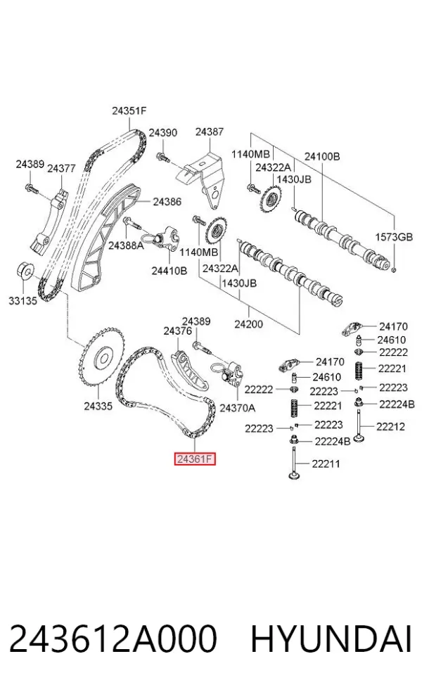 Łańcuch rozrządu dolny 243612A000 Hyundai/Kia