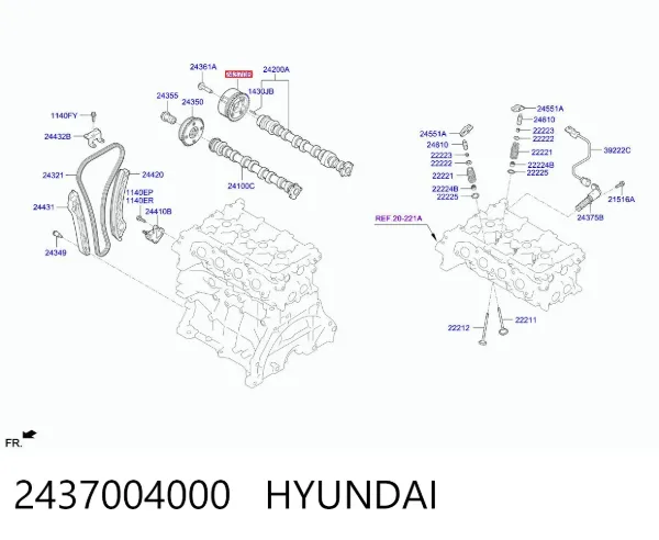 Koło zębate walcowe wałka rozrządu wydechowego 2437004000 Hyundai/Kia