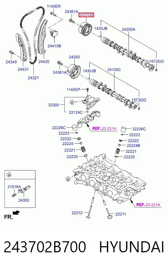 Koło zębate walcowe wałka rozrządu wydechowego 243702B700 Hyundai/Kia