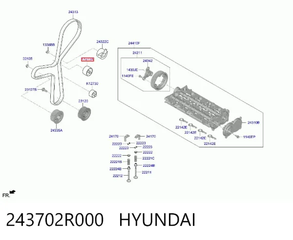 Koło zębatewalcowe wałka rozrządu silnika 243702R000 Hyundai/Kia