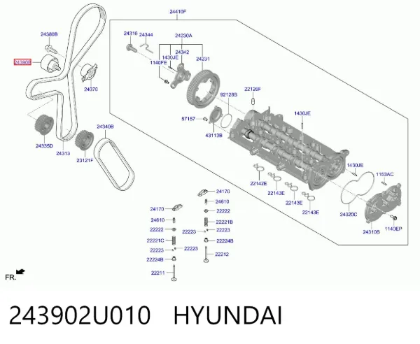 Rolka prowadząca kierunkowa paska rozrządu 243902U010 Hyundai/Kia