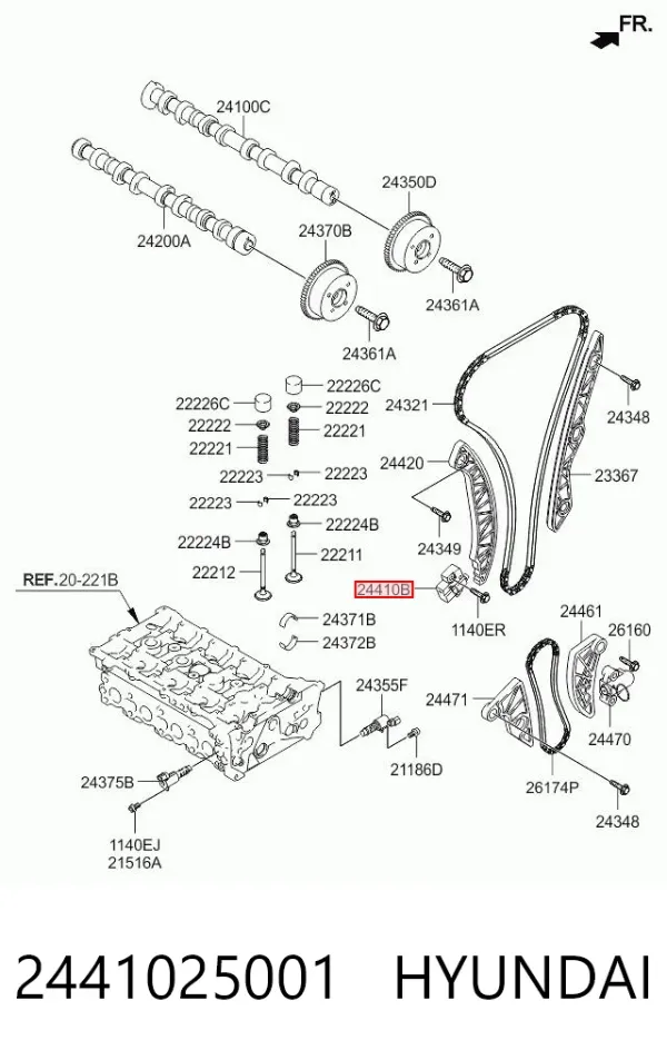 Napinacz łańcucha rozrządu 2441025001 Hyundai/Kia