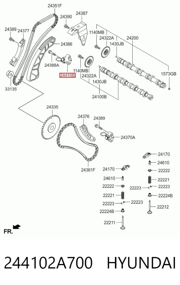 Napinacz łańcucha rozrządu 244102A700 Hyundai/Kia