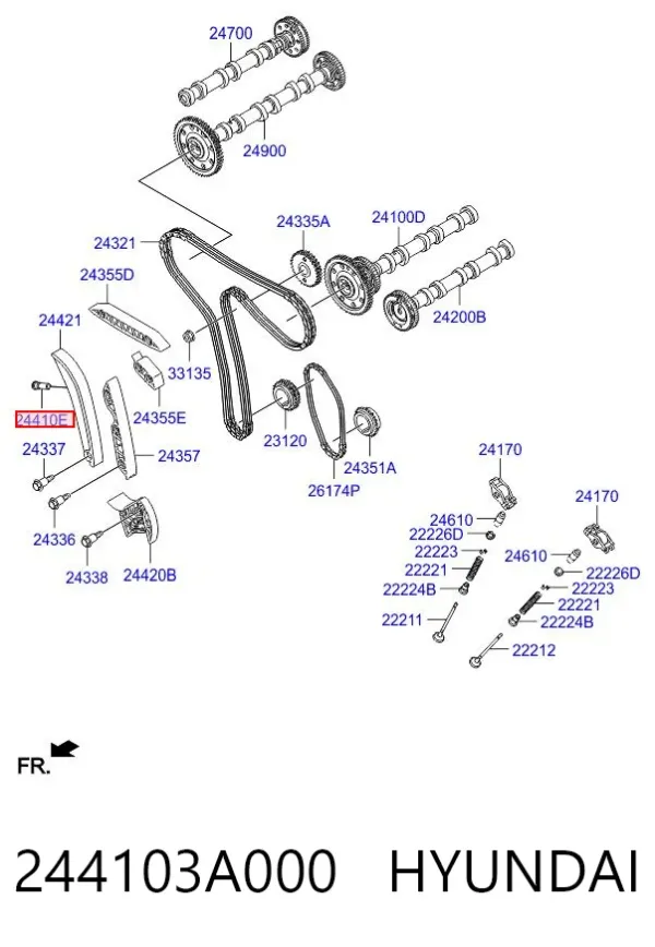 Napinacz łańcucha rozrządu 244103A000 Hyundai/Kia
