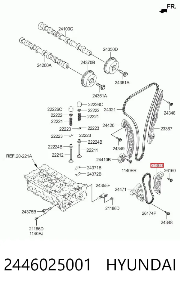 Napinacz łańcucha pompy oleju 2446025001 Hyundai/Kia