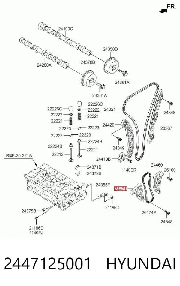 Tłumik drgań łańcucha pompy oleju 2447125001 Hyundai/Kia