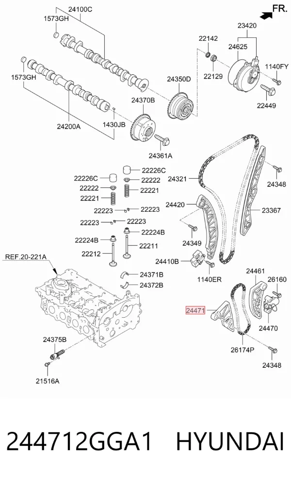 Tłumik drgań łańcucha pompy oleju 244712GGA1 Hyundai/Kia