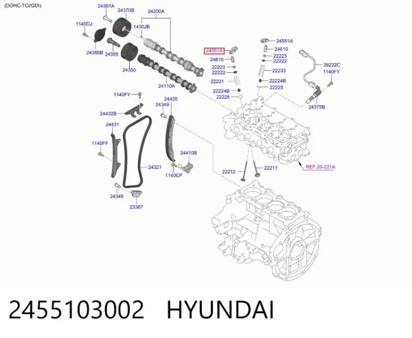 Dźwigienka zaworowa 2455103002 Hyundai/Kia