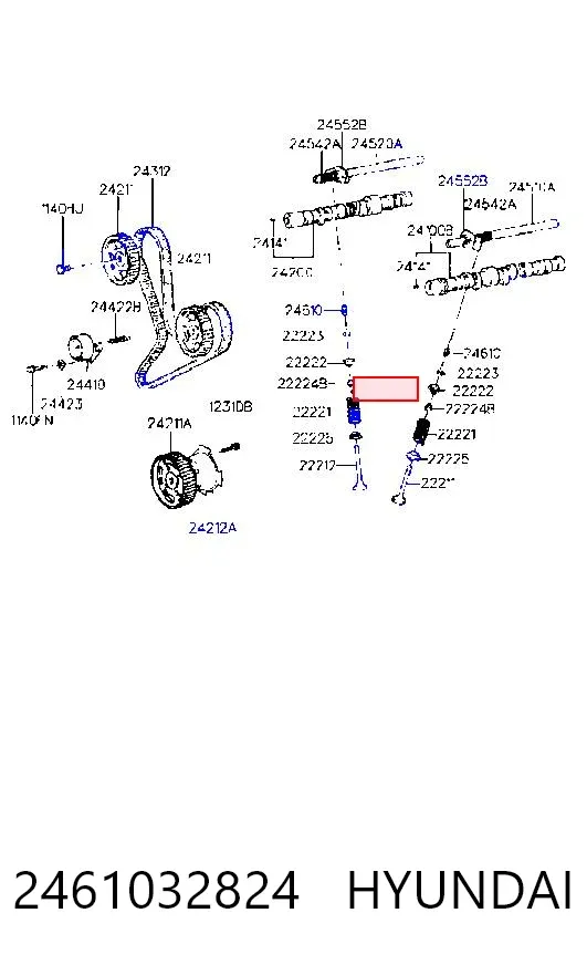 Kompensator hydrauliczny (popychacz hydrauliczny), popychacz zaworu 2461032824 Hyundai/Kia
