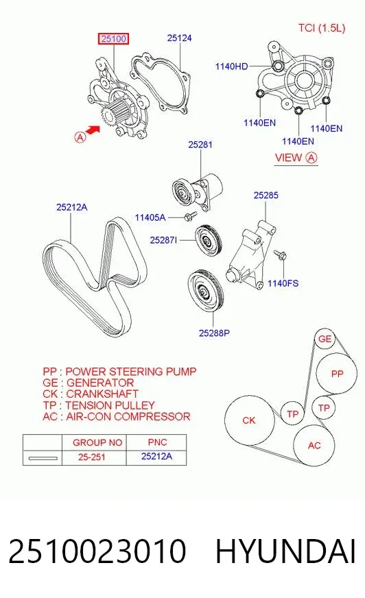 Pompa chłodząca wodna 2510023010 Hyundai/Kia