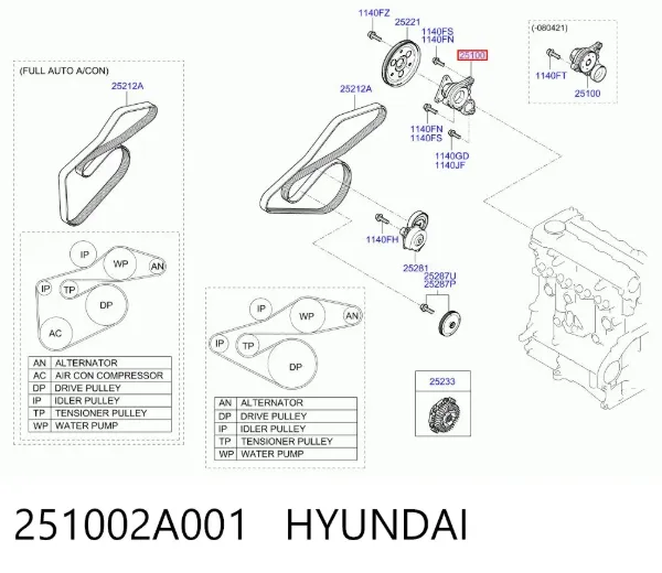 Pompa chłodząca wodna 251002A001 Hyundai/Kia