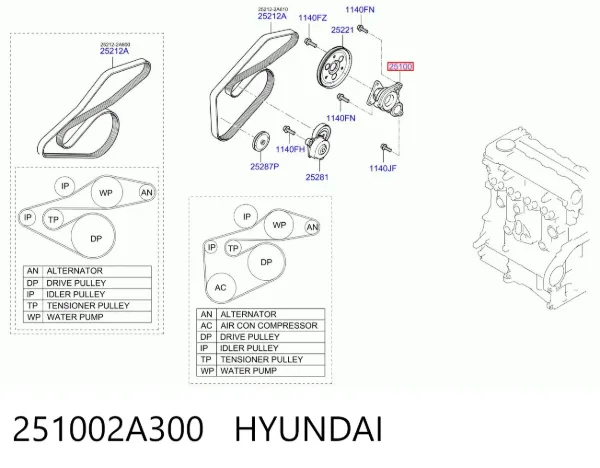 Pompa chłodząca wodna 251002A300 Hyundai/Kia