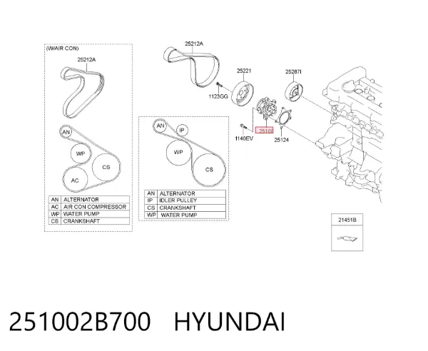 Pompa chłodząca wodna 251002B700 Hyundai/Kia