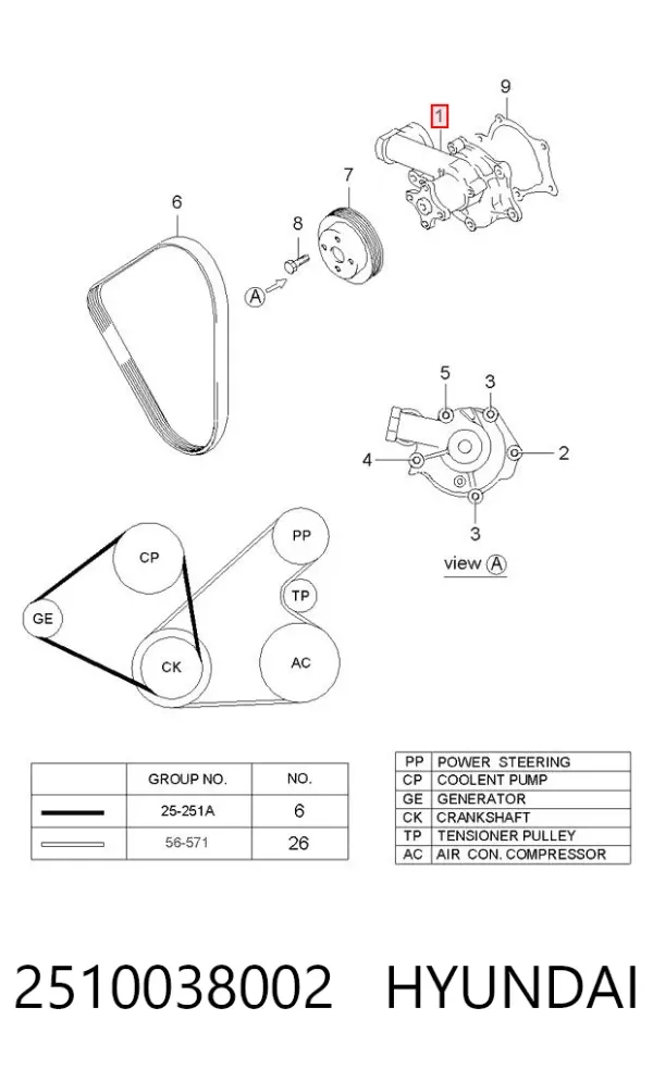 Pompa chłodząca wodna 2510038002 Hyundai/Kia