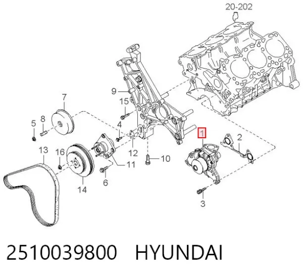 Pompa chłodząca wodna 2510039800 Hyundai/Kia
