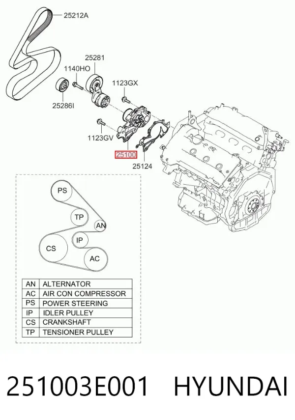 Pompa chłodząca wodna 251003E001 Hyundai/Kia