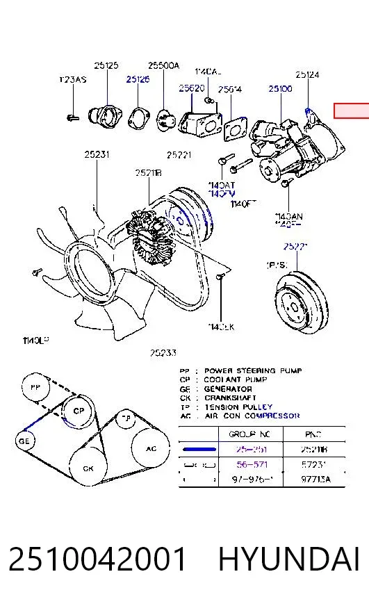 Pompa chłodząca wodna 2510042001 Hyundai/Kia